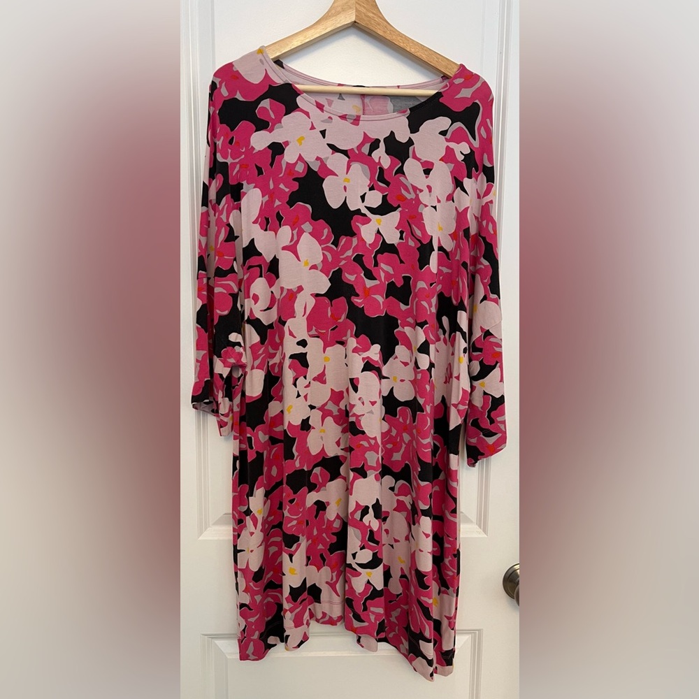 Marimekko Vibrant Pink and Black Floral Dress